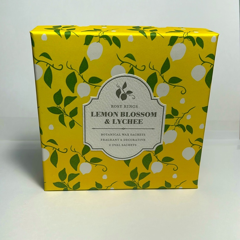 Rosy Rings LEMON BLOSSOM & LYCHEE Botanical TWO (2) Oval Wax Sachets, NIB